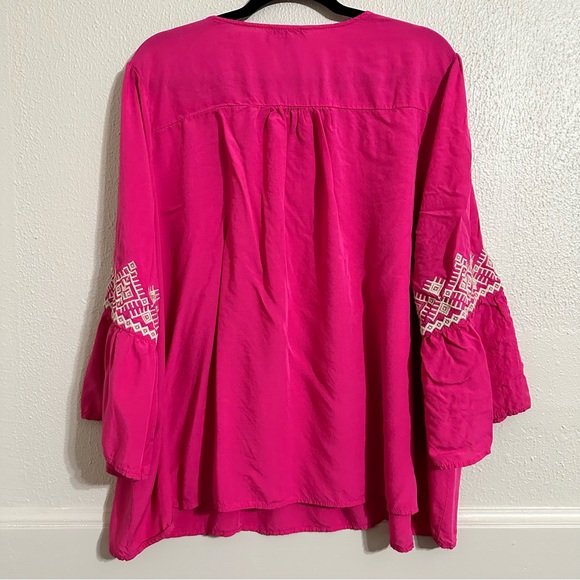 April Sky Fuchsia Embroidered Bell Sleeve Blouse - Picture 7 of 7
